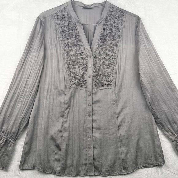 Gerry Weber Grey Beautiful Blouse with Embellished Neckline - Picture 13 of 13